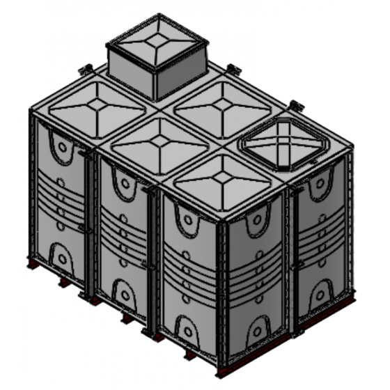 12000 Litre GRP Sectional Water Tank with Internally Flanged Base (IFB) - 3X2X2